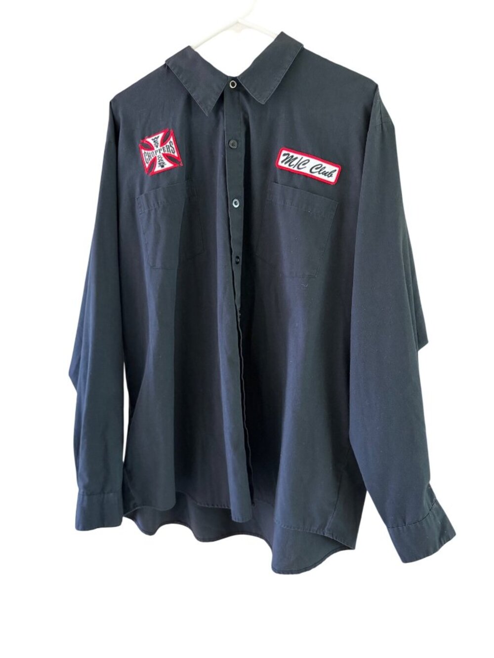 West Coast Choppers Mens Collared Button Up Shirt Black XXL Black Workwear Rare